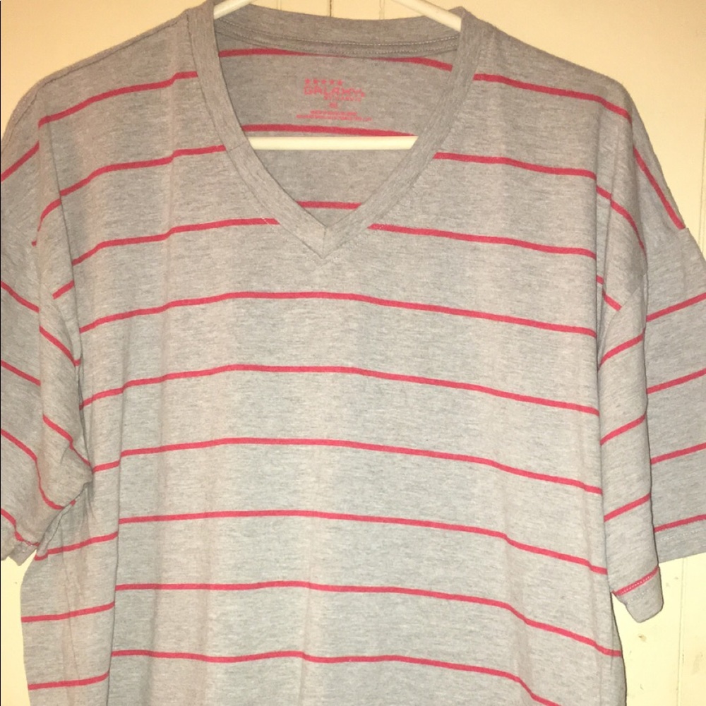 Short sleeve striped v neck shirt
